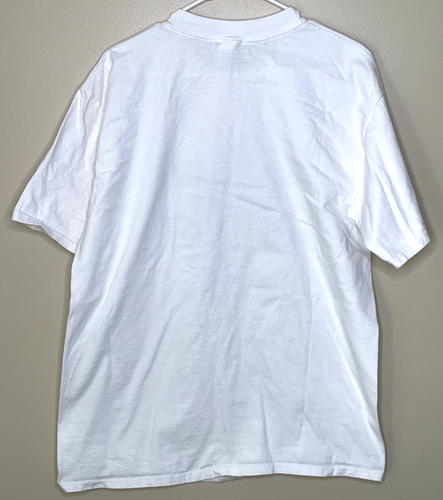 He Who Dies With The Most Tools Wins White T- Shirt Mens Large Hanes Vintage - Picture 2 of 2
