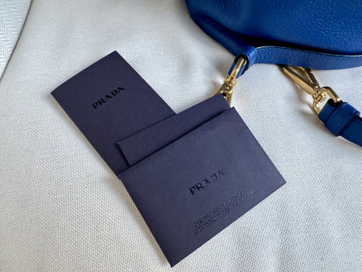 PRADA Bluette Vitello Phenix Leather Shopping Tote Bag PRADA Bluette Vitello Phenix Leather Shopping Tote Bag