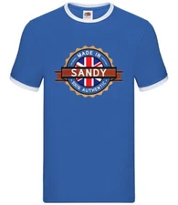 Made In Sandy - Mens Ringer - Town City Village Born Love Live Homewtown