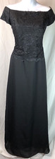 Chadwicks Formal Dress Evening Gown 6 Blk Lace Off Shoulder Cocktail Wedding