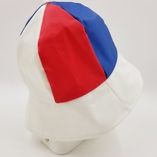 Vintage Dee Lee's Bucket Hat Red White Blue 70s Floppy Beach Beehive Medium