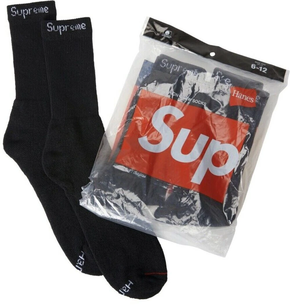 Chaussettes Supreme Hanes (lot de 4) noires