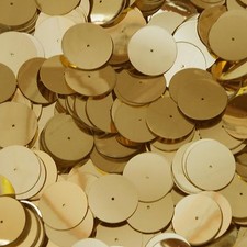 Gold Shiny Metallic 20mm Sequin Round Paillette Center Hole ~ Made in USA