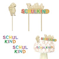 Holz Topper Set Endlich Schulkind Torten Kuchen Muffin Aufsatz SchuleinfüHrung