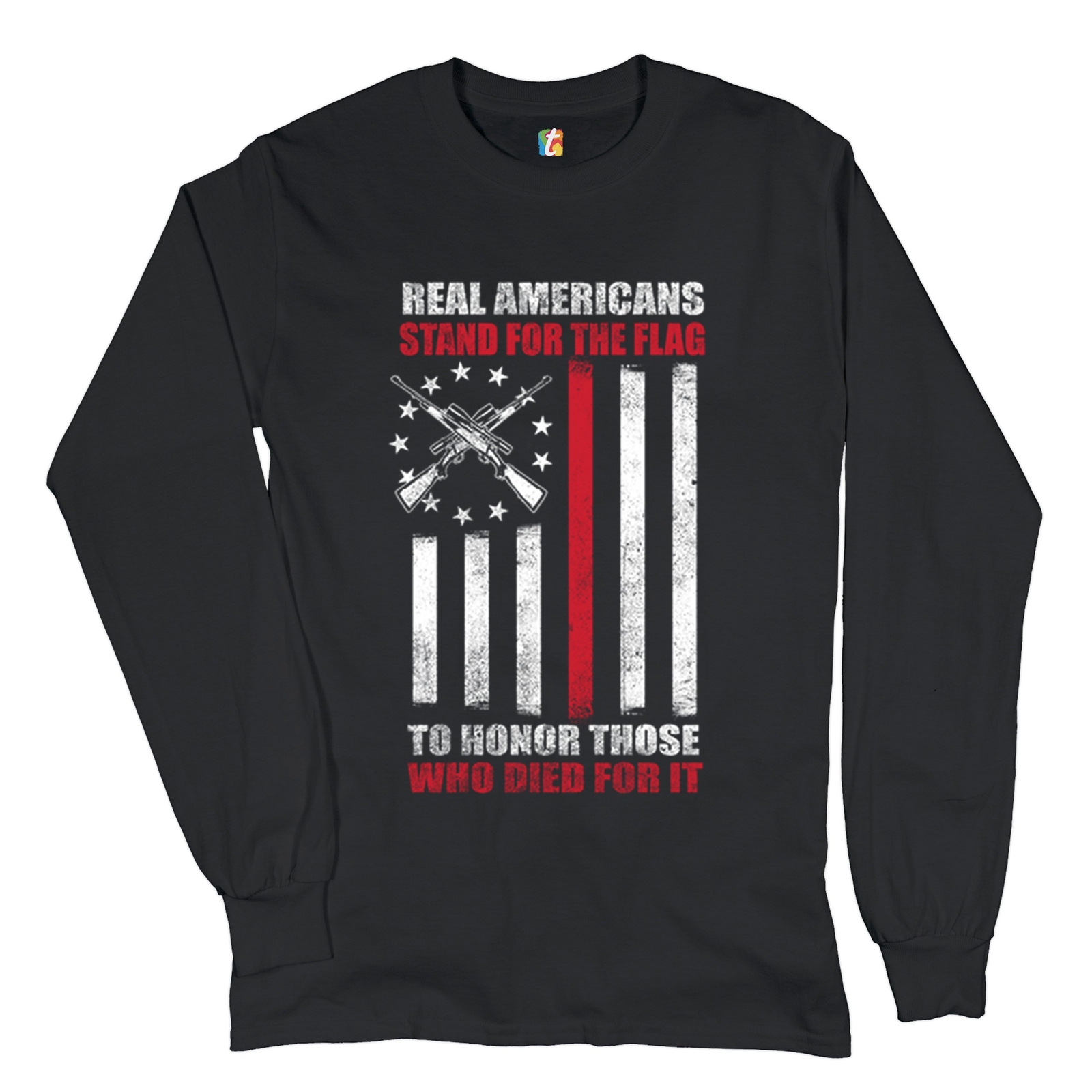ALTRA T shirt a maniche lunghe Real Americans Stand for the Flag Patriotic Veteran's Day