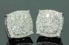 2.00Ct Round Cut Lab Created Diamond Cluster Stud Earrings 14K White Gold Plated
