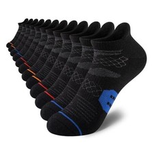 Boys Socks Ankle Athletic Cotton Sports Socks With 7-10 Years 6 Pairs Black