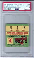 1952 Chicago Cardinals Vs New York Giants Frank Gifford RC Season Ticket  PSA