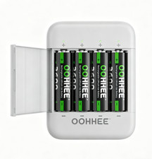 OOHHEE 4x AA 3600mWh Rechargeable 1.5V Lithium Batteries + Charging Box White 2.50 per gallon