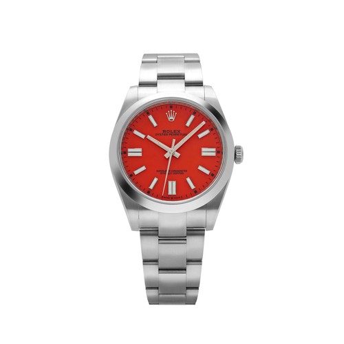 Rolex Oyster Perpetual 41 124300 Stainless Steel Coral Red Dial