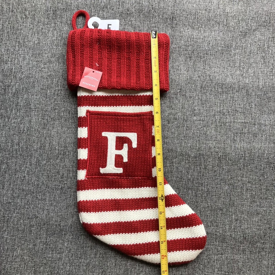 Wondershop Target Knit Striped Monogram Christmas Stocking Red White ...