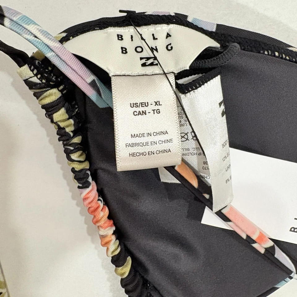 NUEVO CON ETIQUETAS BILLABONG BEACH BABE TRI BIKINI CONJUNTO NEGRO FLORAL SUPERIOR E INFERIOR TALLA XL Foto 3 de 4