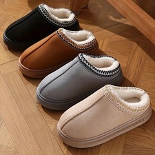 Warm Fleece Lined Slippers for Men Women Cozy Non-Slip Indoor House Shoes