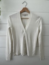 Loft Cream V-neck Button Front Cardigan Sweater Size Small E4
