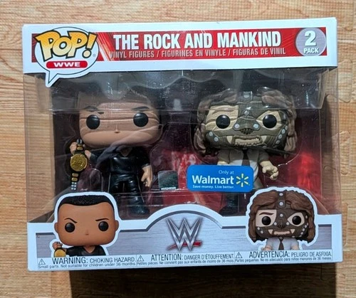 Funko POP The Rock And Mankind 2 Pack Vinyl Figures WWE Walmart Exclusive New