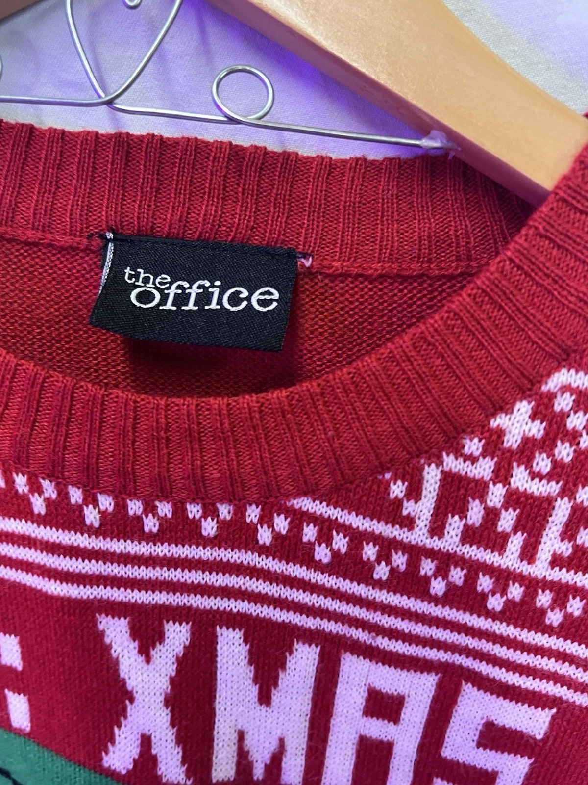 The Office Christmas Sweater Womens M Red Holiday Ugly Dwight Long Sleeve