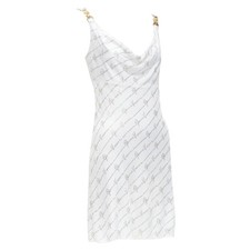 Versace Gianni Signature Silver Crystal Dress Women White Size 42