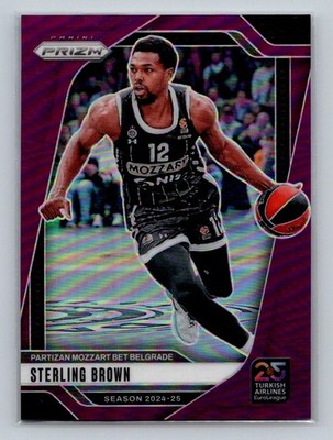 2024-25 Panini Prizm Euroleague Purple Prizm Sterling Brown 47/99 Partizan