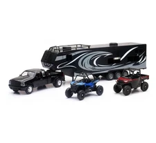 New Ray Toys 37046 Pickup Toy Hauler w/Polaris Vehicles (Blue RZR  Red Ranger)
