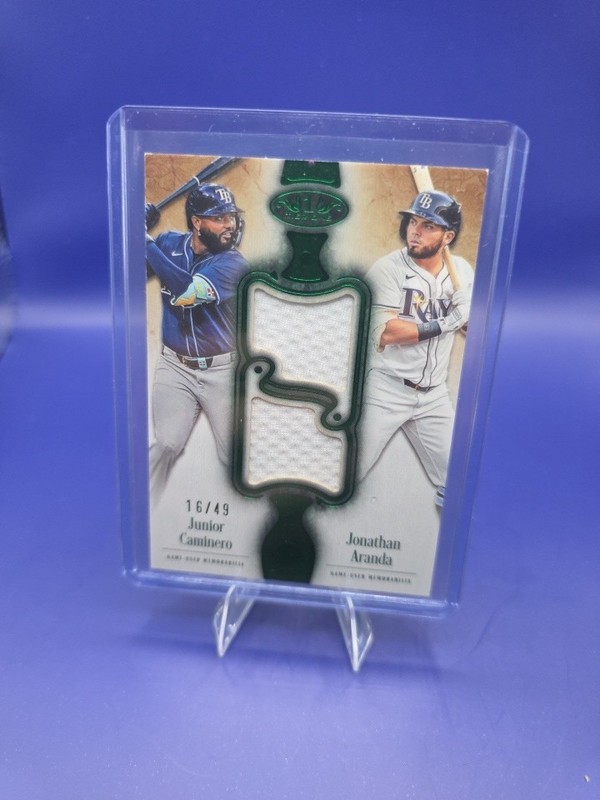 2026 Topps Tier 1 Dual Player Relic Card Caminero, Aranda #DPR-CA Tampa #16/49
