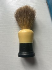 Vintage REX 350 Pure Badger Shaving Brush Made in USA BLACK/ Beige