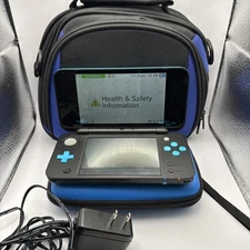 Nintendo New 2DS XL JAN-001 Handheld Charger Turquoise Black w/case tested works