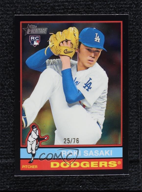 2025 Topps Heritage Chrome Black Border 25/76 Roki Sasaki #224 Rookie RC