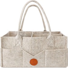 Baby Diaper Caddy Organizer Nursery Storage Bin Basket Felt Tote Handle Khaki