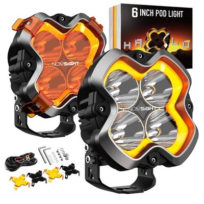 NOVSIGHT HALO Pro Series 6 inch LED Pods Lights Spot Driving Truck Off Road Lamp