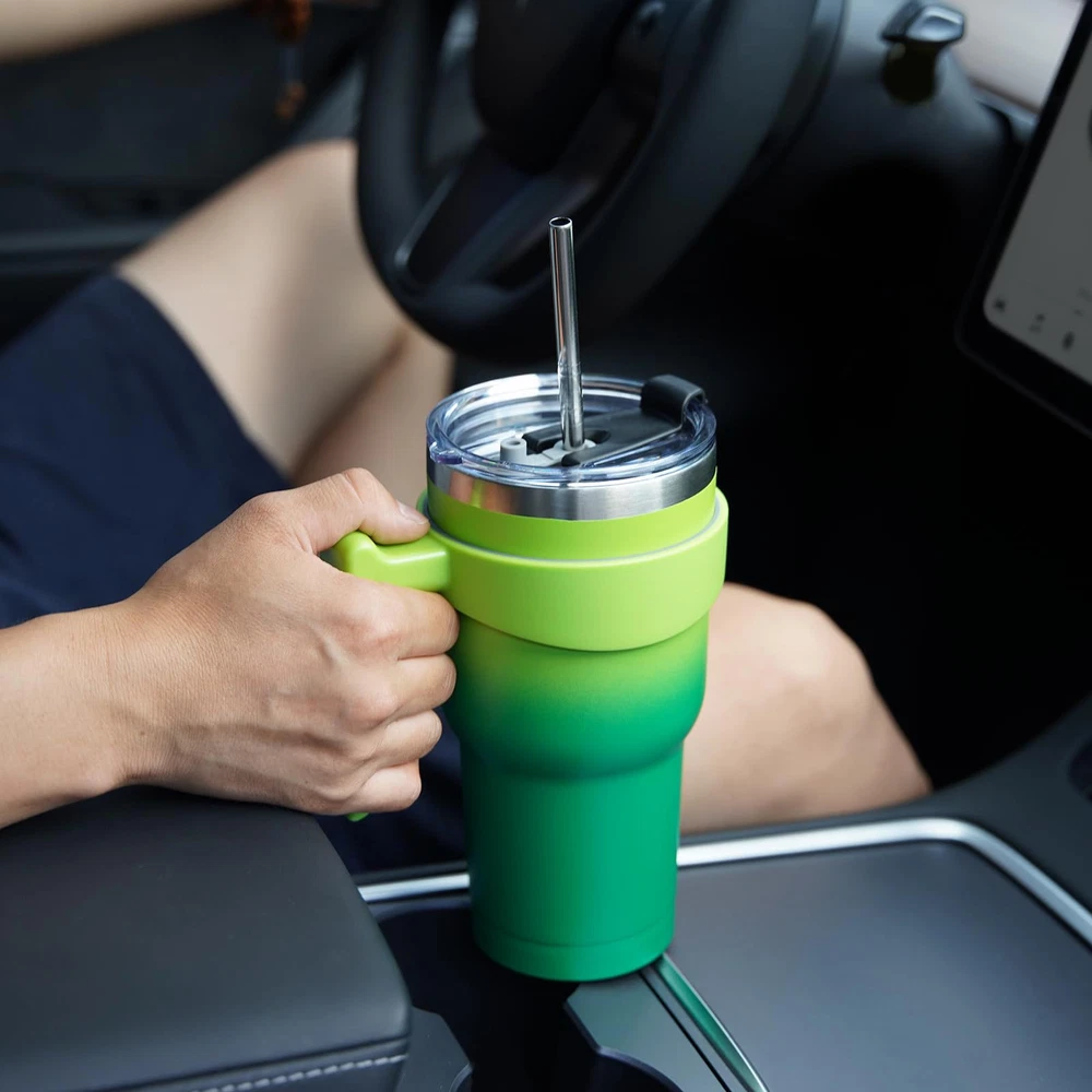 Tumbler With Handle 20 oz Stainless Steel Double Wall Insulated Tumbler Cups ...