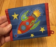 Stephen Joseph Kids Wallet Blue Outer Space Rocket Ship Red Stars