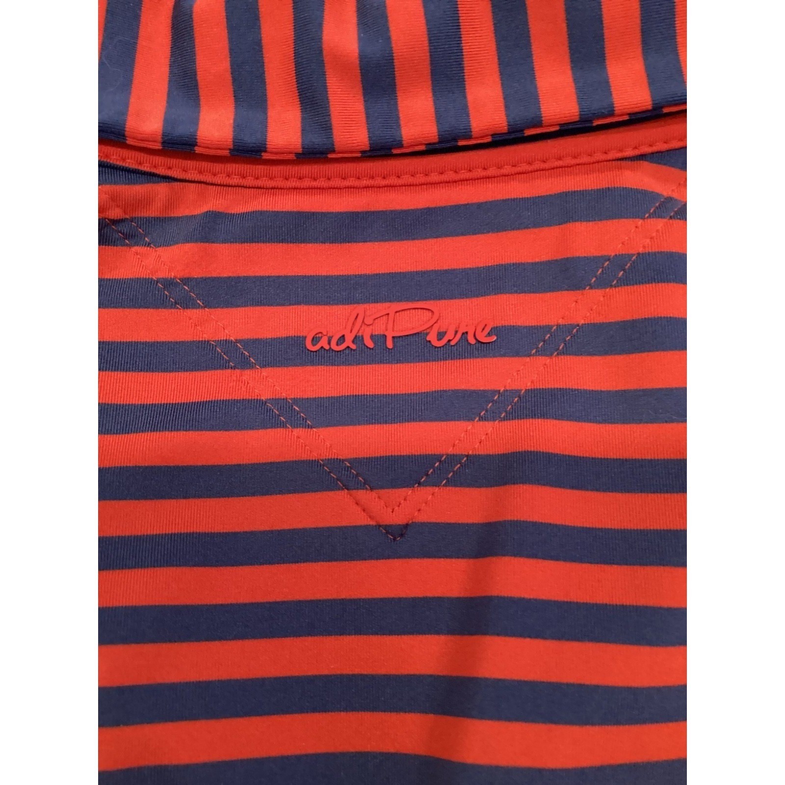 SALE Adidas Adi Pure Golf Polo Shirt Red Blue Stripes - XL - Image 3
