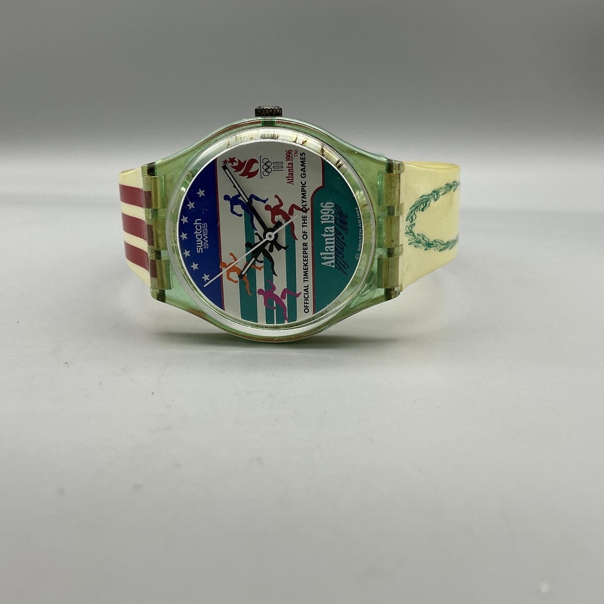 Vintage Swatch Atlanta 1996 Mens Watch 34mm Olympic USA Flag  display picture 3