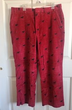 VTG Orvis Pants Mens 38 Red Elite Embroidered Dog Logo Hunting Corduroy USA