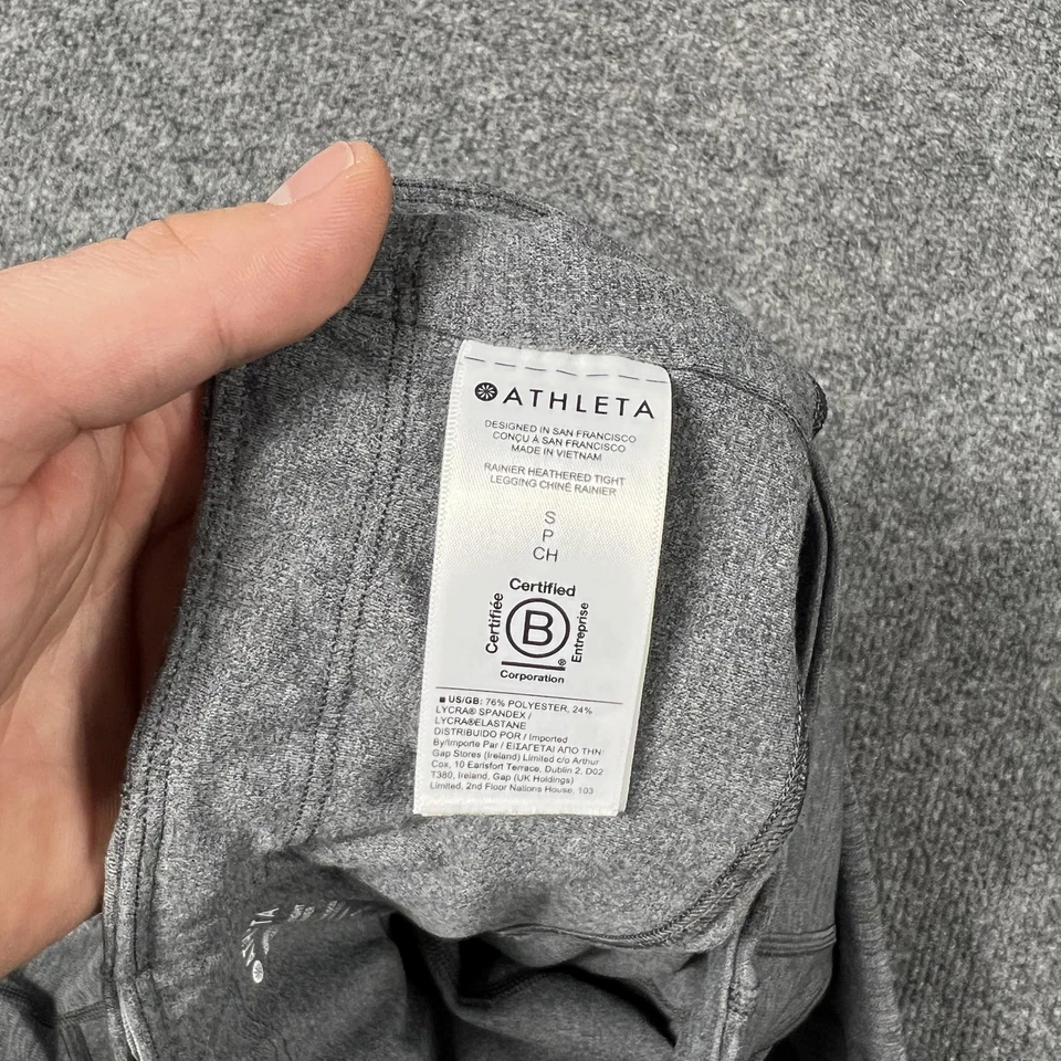 Leggings Athleta Mujer Pequeños Grises Rainier Jaspeados Apretados Cremallera Bolsillo tiro alto Foto 4 de 4