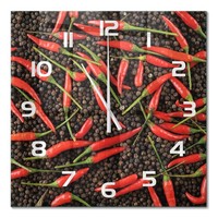 Stilvolle Design-Wanduhr Aus GehäRtetem Glas Chilischoten WeißE Zeiger 60X60 Cm