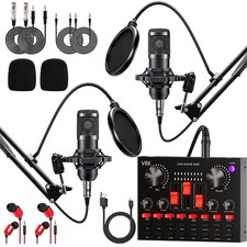 Podcast Equipment Bundle for 2, Audio Interface with Cardioid Designer BM800 ...