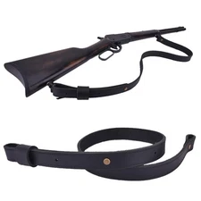 Black Leather Gun Sling Shoulder Strap for Rifle Shotgun 1" Wide Cowboy Hunting