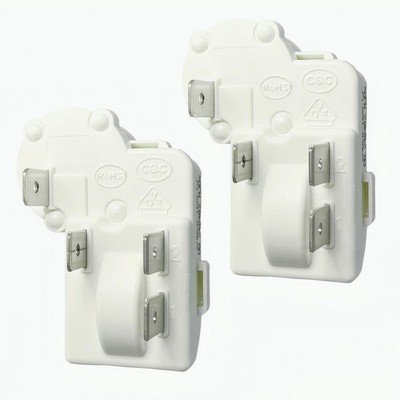 2 Pack Refrigerator Freezer Compressor PTC Starter Relay, 4 Pins Over Load