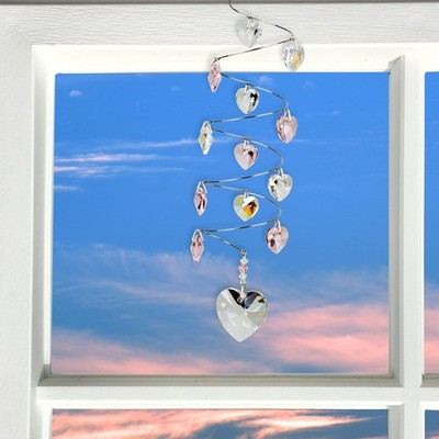 Woodstock Rainbow Makers Suncatchers Crystal Spiral, Rose Hearts