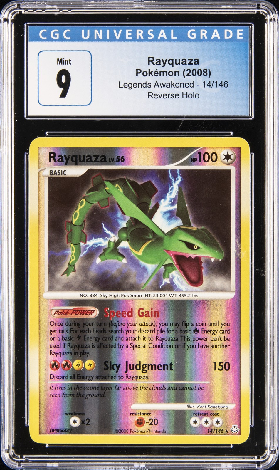 2008 POKEMON LEGENDS AWAKENED REVERSE HOLO #14 RAYQUAZA CGC 9