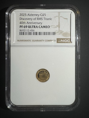 2025 Alderney G£5 Discovery of RMS Titanic - Pure Gold Coin PF69 Ultra Cameo