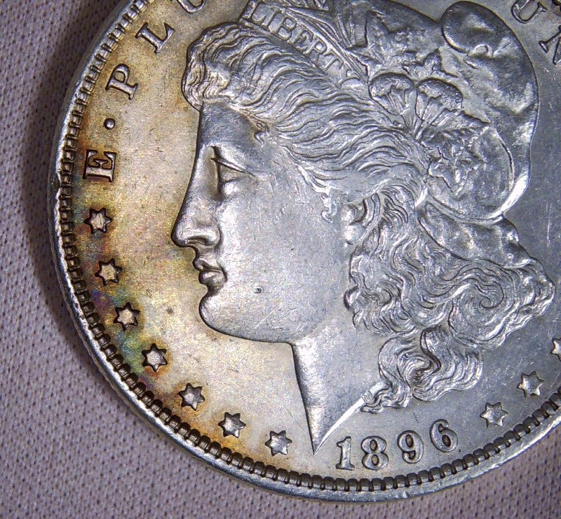 1896 Morgan Silver Dollar, Obverse Toning