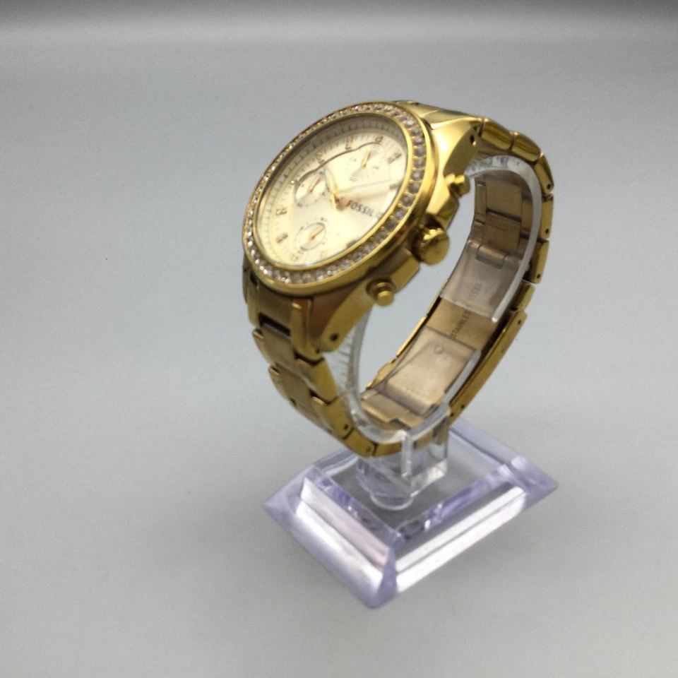 Reloj Fossil ES2683 Mujer 37mm Tono Dorado Cronógrafo Fecha Batería Nueva 6.25" Foto 4 de 4