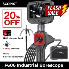50%OFF 4-Way Articulating Endoscope Camera 6mm Borescope 4.3" Screen with Lights