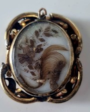 Antique Victorian Hairwork Swivel Pendant Memento Mori Mourning Jewelry
