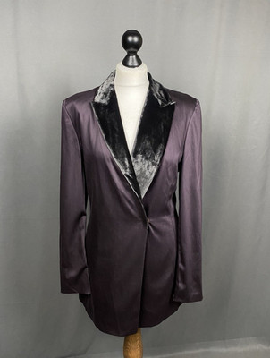 800 $ Gianfranco GF Ferre Neu mit Etikett Vintage lila Wolle Velours Club Bla...