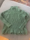 LOFT Sweater Womens S Turtleneck Cable Knit Fisherman Nordic Cozy Green