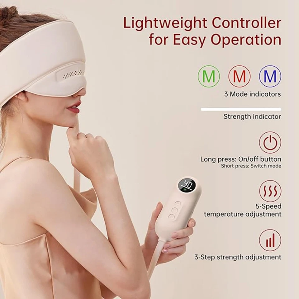 NEW Electric Head Massager with Heat for Migraines Headache Eye Relax Travel Use - Image 3 of 4