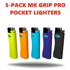 5-PACK MK Grip Pro Refillable Butane Pocket Lighter (703335)